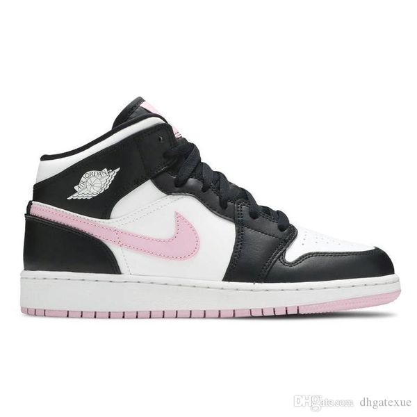 

men women 1 mid gs white light arctic pink basketball shoes 555112 103