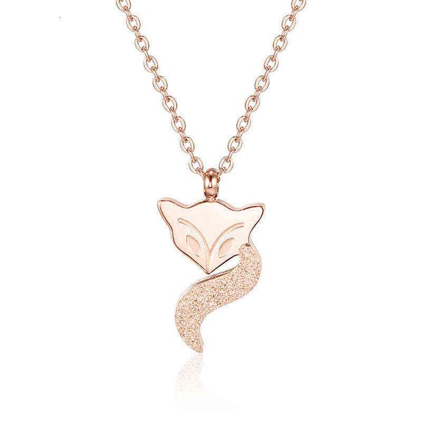 

titanium steel o-chain little fox necklace rose gold female clavicle chain neck ornament ins wind niche high sense, Silver