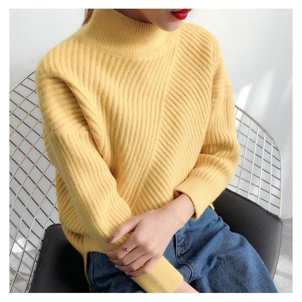 

women's sweaters winter knitting sweater pullovers women long sleeve turtleneck knitted chic woman clothes female casual streetwear, White;black