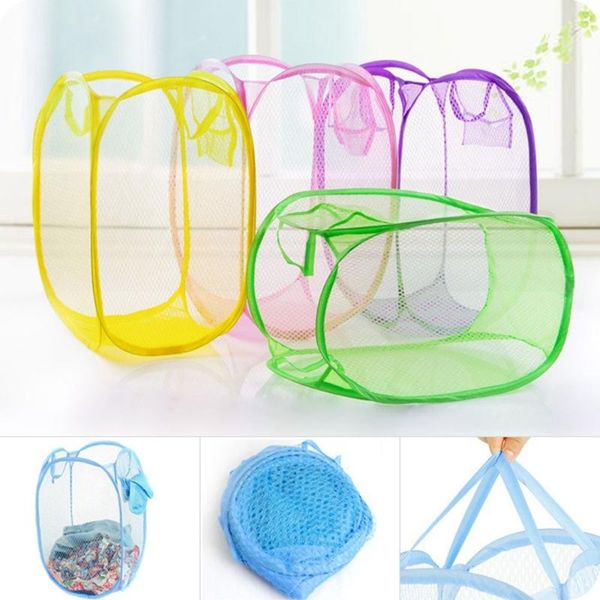 

laundry bags college dorm essentials foldable baskets up easy open mesh clothes hamper basket for bedrooms