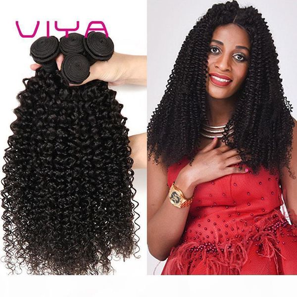 

viya hair malaysian brazilian kinky curly human hair bundles 8a hair extension natural color, Black