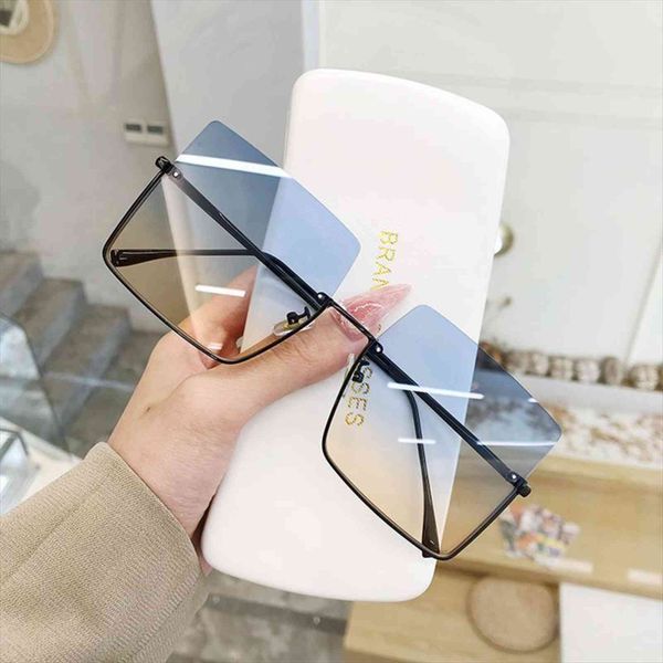 

design big frame oversized sunglasses women brand large flat sun glasses trendy square gradient uv400, White;black