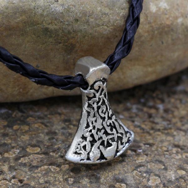

pendant necklaces heavy viking mammen axe - solid metal with design, Silver