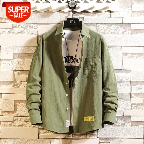 

casual autumn plaid shirt men long sleeve 2020 japan style loose streetwear plus size -5xl clothes #lg3d, White;black
