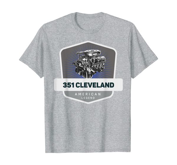

351 cleveland v8 muscle car legend engine retro logo t-shirt, White;black