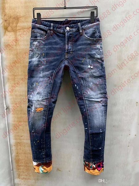 

mid-waistline pants mens jeans mens designer pants fashion print stitching new style casual skinny sweatpants, Blue