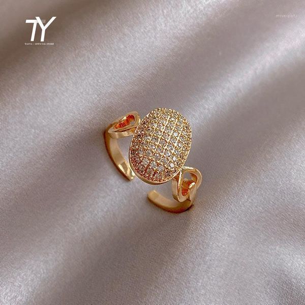 

cluster rings design luxury oval zircon hollow love gold for woman korean fashion jewelry gothic accessory party girl's unusual ring se, Golden;silver