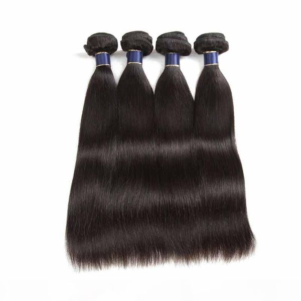 

brazlian virgin straight human hair weaves natural color 10-26inch double wefts bleaching 4 5pcs lot indian straight hair extensions, Black