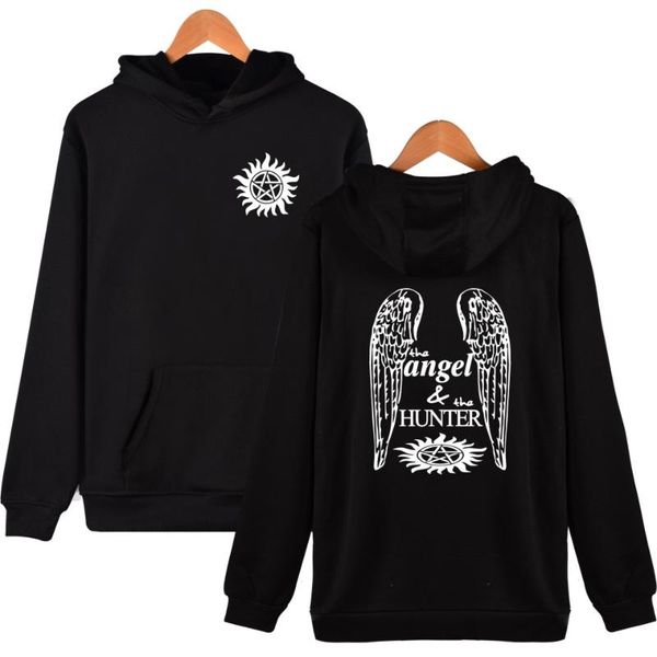 

men's hoodies & sweatshirts hoodie supernatural angel and men women long sleeve sweatshirt hoody fashion brand jacket clothing3d, Black