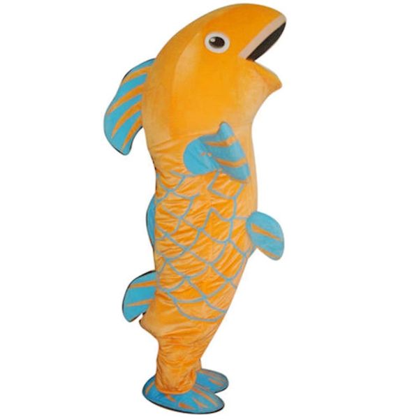 Spettacolo teatrale Costume da mascotte di pesce animale Halloween Natale Personaggio dei cartoni animati Abiti Tuta Volantini pubblicitari Abbigliamento Carnevale Unisex Adulti Vestito