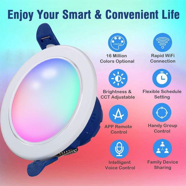 

downlights led downlight wifi tuya dimming spot bluetooth remote control lamp 6/10w rgb change warm cool light work with alexa google home