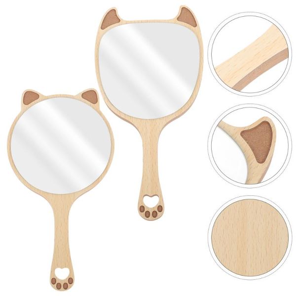 

compact mirrors 2pcs wooden lovely makeup mirror cosmetics for girls