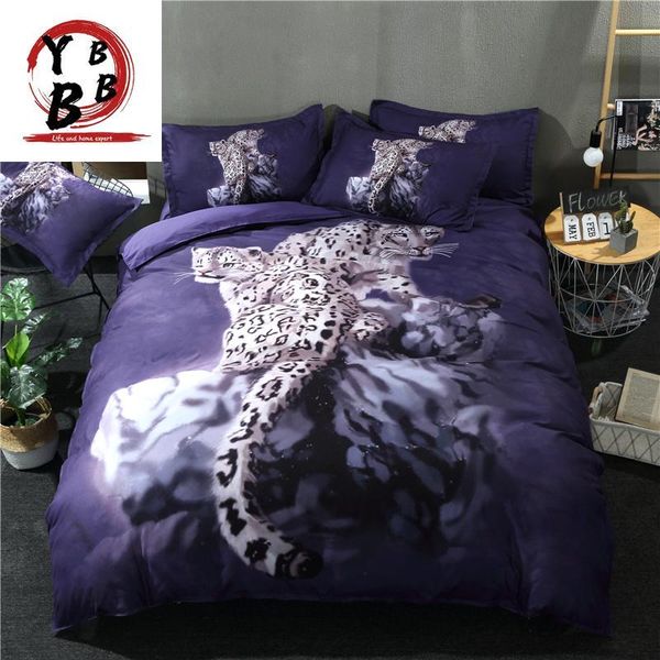 

bedding sets 3d leopard purple girls boys 3/4pc bedspreads king  full twin sizes quilt covers animal luxury bed linens