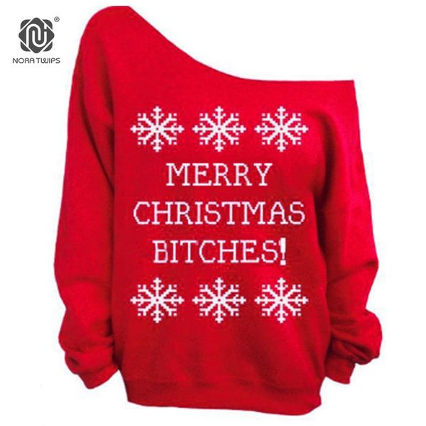 

women's hoodies & sweatshirts nora twips 2021 autumn style women fashion christmas full sleeve plus size slash neck (s-xxl), Black