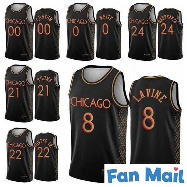 

ncaa men kids lauri markkanen zach lavine coby white 2020/21 swingman city youth basketball jersey black edition shirts