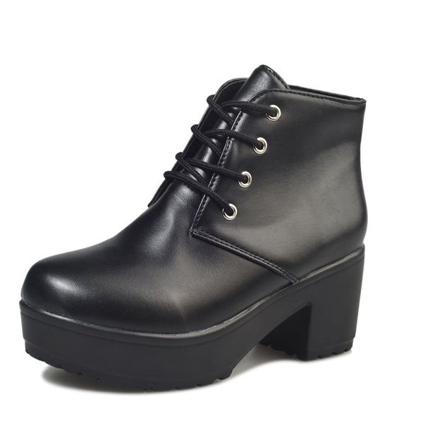 

boots special spring autumn women ankle cross-strap high-heeled ladies high heels pu leather female, Black