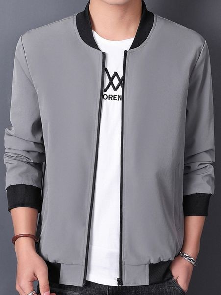 

men solid zip-up bomber jacket without tee i3zz#, Black;brown