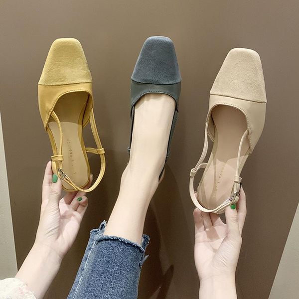 

sandals block heels beige heeled velvet shoes espadrilles platform slip-on loafers summer women's square toe chunky black open h