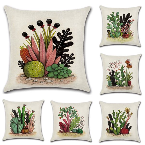 

tropical plant cushion cover cactus colorful printed pillow cover desert for home chair sofa decorative pillowcases