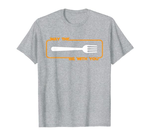 

may the fork be with you cooking eating foodie t-shirt, White;black