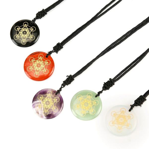 

pendant necklaces metatrone's cube natural crystal necklace for women men jewelry, Silver