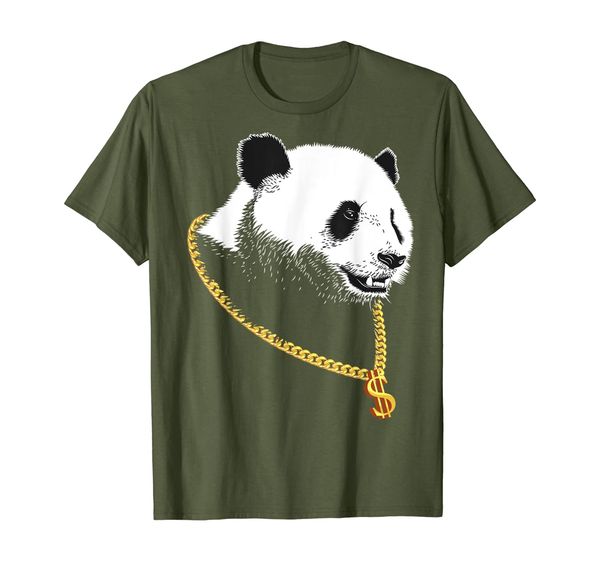 

gangster panda golden chain shirt | cool bear cat funny gift, White;black