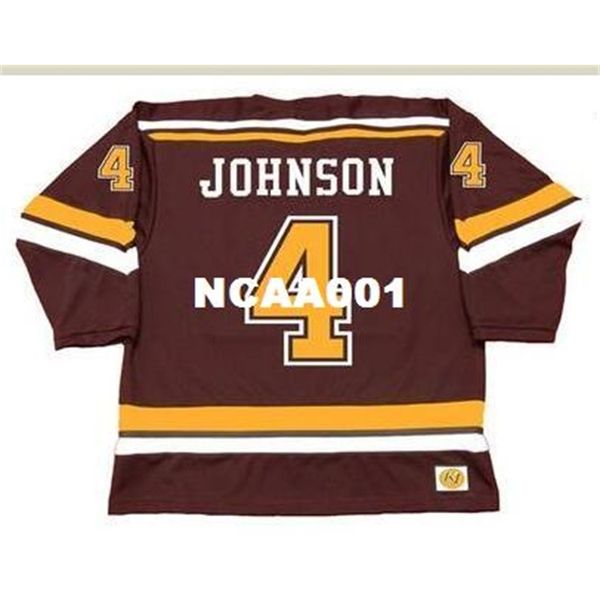

001s #4 erik johnson minnesota gophers 2006 hockey jersey or custom any name or number retro jersey, Black