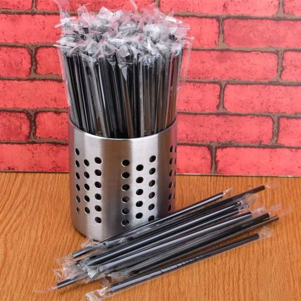 

drinking straws 200pcs disposable kitchen bar utensils accessories independent packaging straw black plastic pp juice drink
