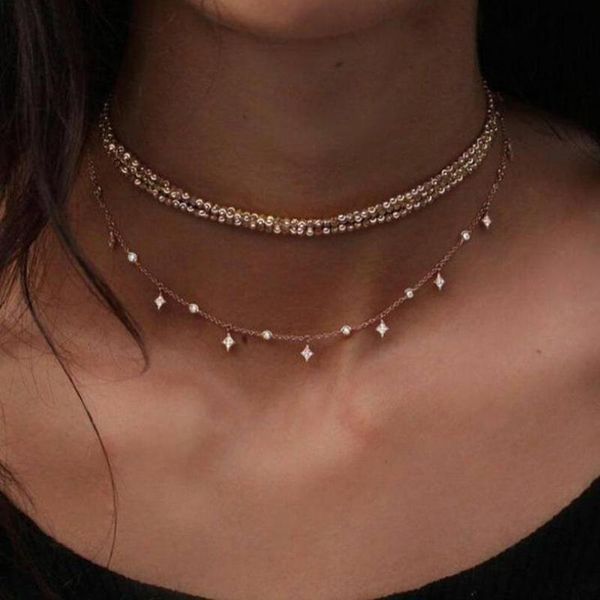 

chains fashion multi-layer necklaces for women gold elegant beach necklace alloy handmade vintage jewelry, Silver