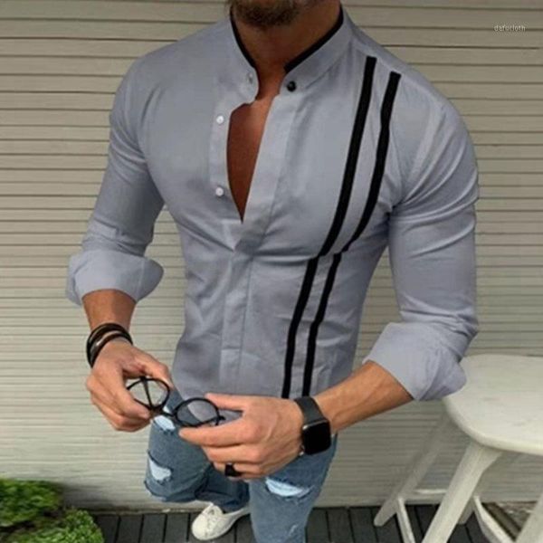 

men's casual shirts 2021 business black grey blouse fashion cotton long sleeve shirt striped dress solid slim fit male social, White;black