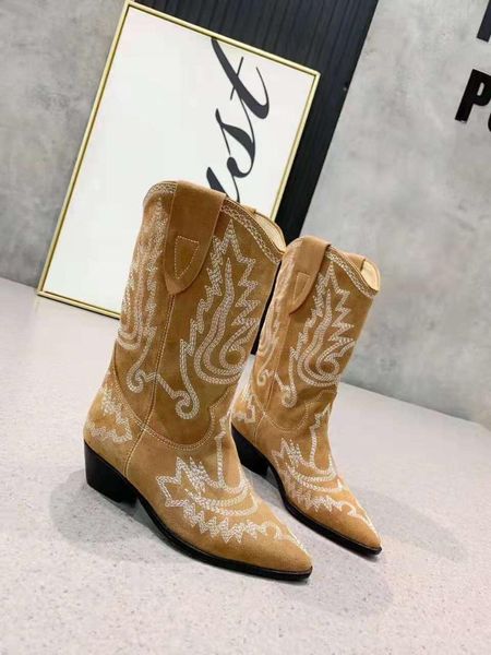

boots season shoes duerto embroidered genuine suede leather ankle in brown western cowboy, Black