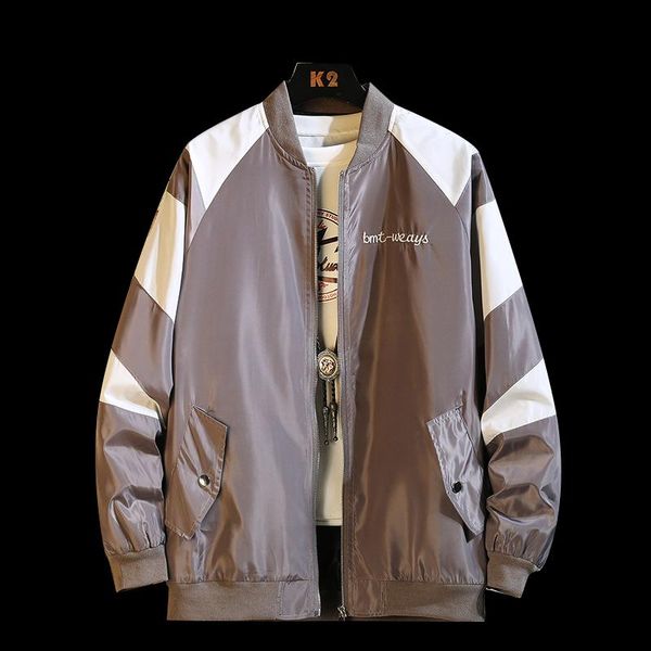 

men's jackets sport jacket fashion autumn colorblock sportwear coats stand collar pilot bomber men baseball coat clothing, Black;brown