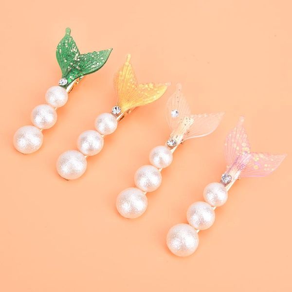 

hair accessories 1pc women girls cute pearls fish tail barrettes sweet headband ornament clips hairpins fashion, Slivery;white