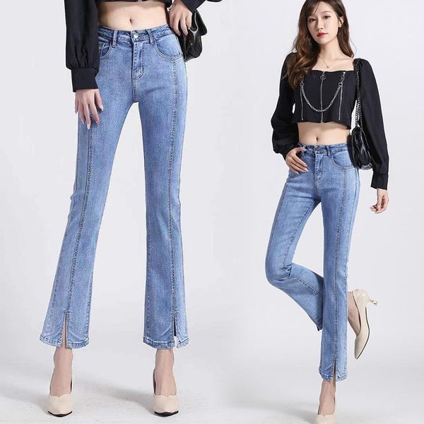 

women's jeans ladies pants boyfriend xl retro high waist bleached, Blue