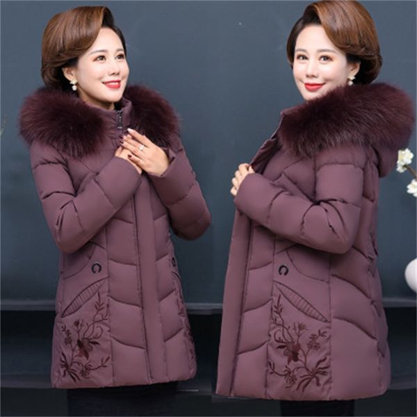 

woman new short winter quilted woman's middle-aged and elderly thick-length coat down cotton jacket tb6q, Black