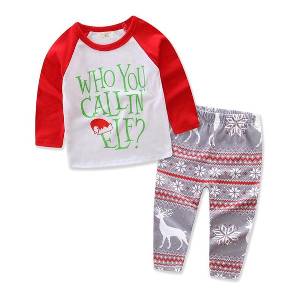 Kleidung Sets Baby Jungen Mädchen Weihnachten Muster Gedruckt Langarm Top Hosen Anzug Weihnachten Outfit Herbst Navidad