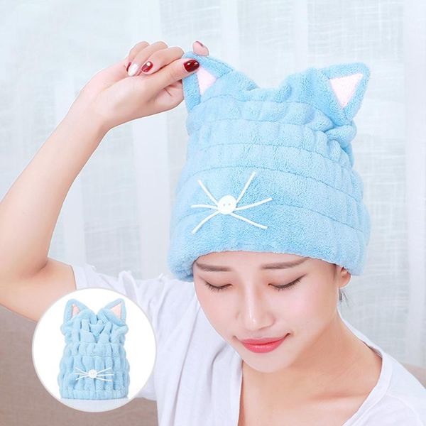 

towel cute cat shower cap microfiber hair-drying bath strong absorbing drying long soft special dry hair