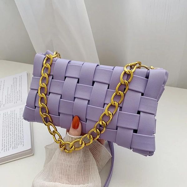 

evening bags pu leather crossbody weave for handbag beautiful women 2021 trend female shoulder handbags and purses