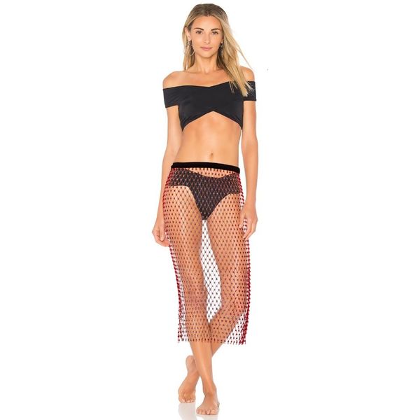 

black red fishnet dig crystal diamonds bathed at height of the knee-long leaf elastic high skirt for women see ek56