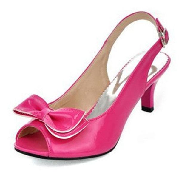 

sandals sweet women 2021 summer shoes fashion medium heel female casual bowtie blue white ladies party large size, Black