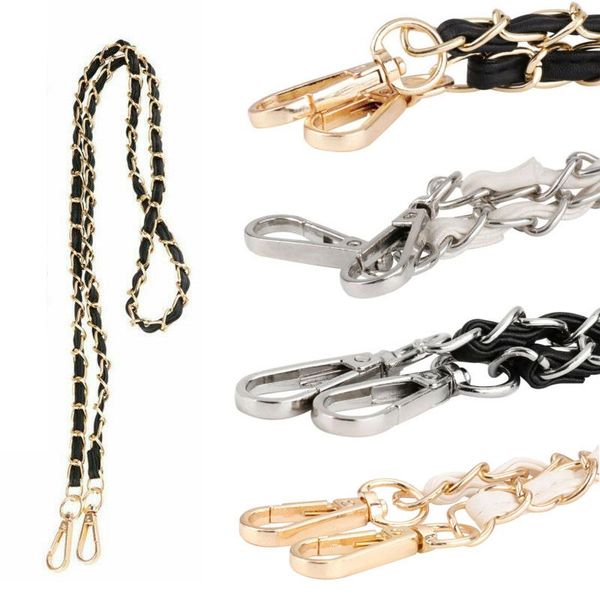 

bag parts & accessories metal pu leather purse chain strap handle shoulder handbag replacement detachable crossbody accessory, Black