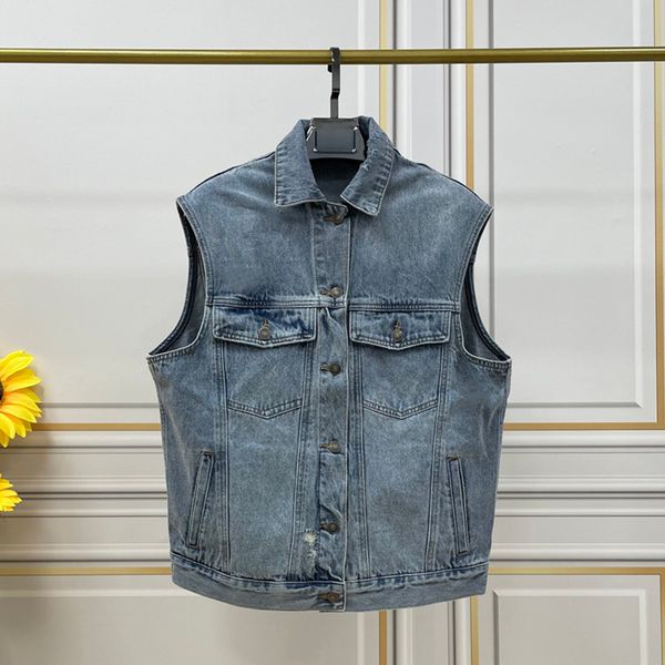 

22ss mens denim casual solid color womens cowboy hole vt fashion dign button pocket decorative dvels et street style outerwear, Black;white