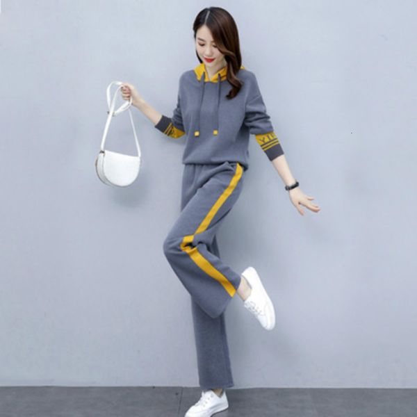 

2021 casual sports fall new female temperament fashion korean suit two-piece styleg0dg, Gray
