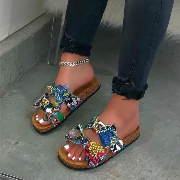 

slippers women summer beach flats shoes woman outdoor open toe sweet bowties flat slides sandalias mujer sapato feminino d1258, Black