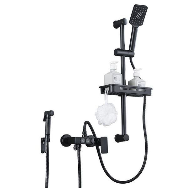 

bathroom shower sets ae01xc-0006 yujie modern simple black household wall-mounted with nozzle set