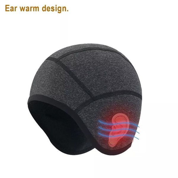 

cycling caps & masks winter windproof warm thermal ski cap fleece polar running skiing riding hat men's mtb bike headwear, Black