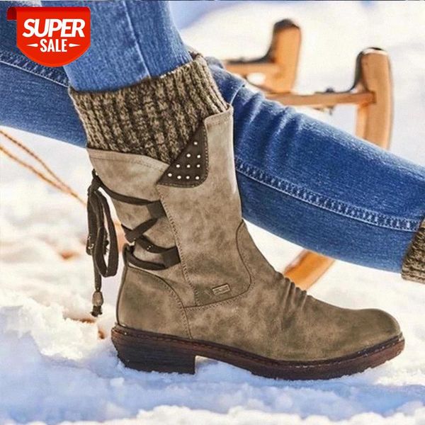 

with women boots winter autumn heel boot fashion knitting patchwork shoes zip cross-tied mid-calf #4l5m, Black