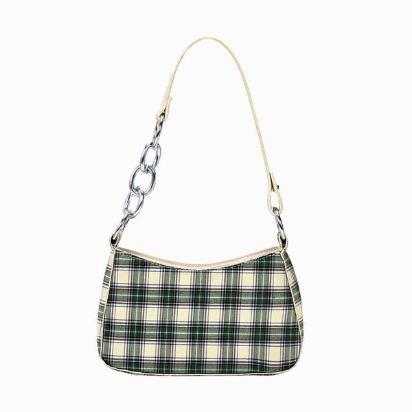

evening bags 2021 arrivals women's plaid cloth shoulder lattice pattern design simple leisure style versatile girl's underarm bag