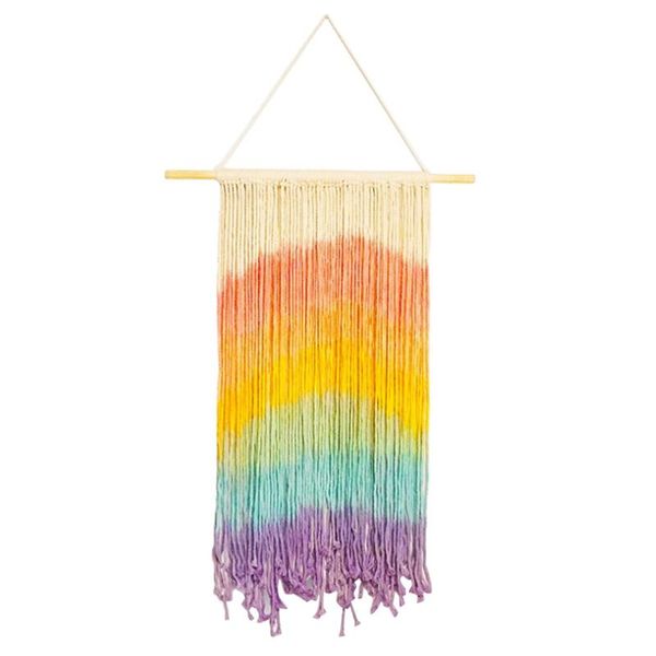 

tapestries rainbow macrame wall hanging, boho decorating style colorful woven tapestry, can be used living room, bedroom(1 pcs)