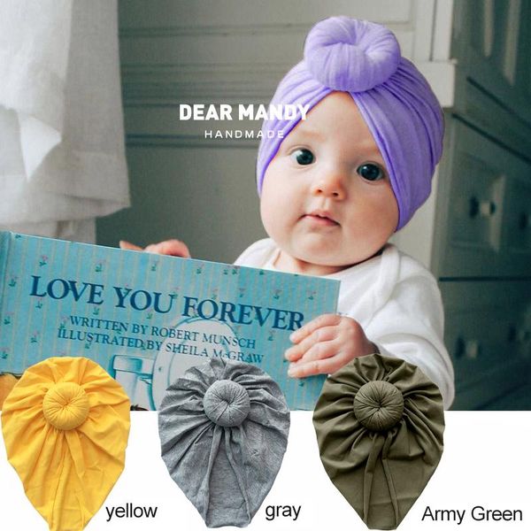 

hair accessories solid color baby hat big bowknot girl turban knot head wraps kids bonnet beanie born pography props, Slivery;white